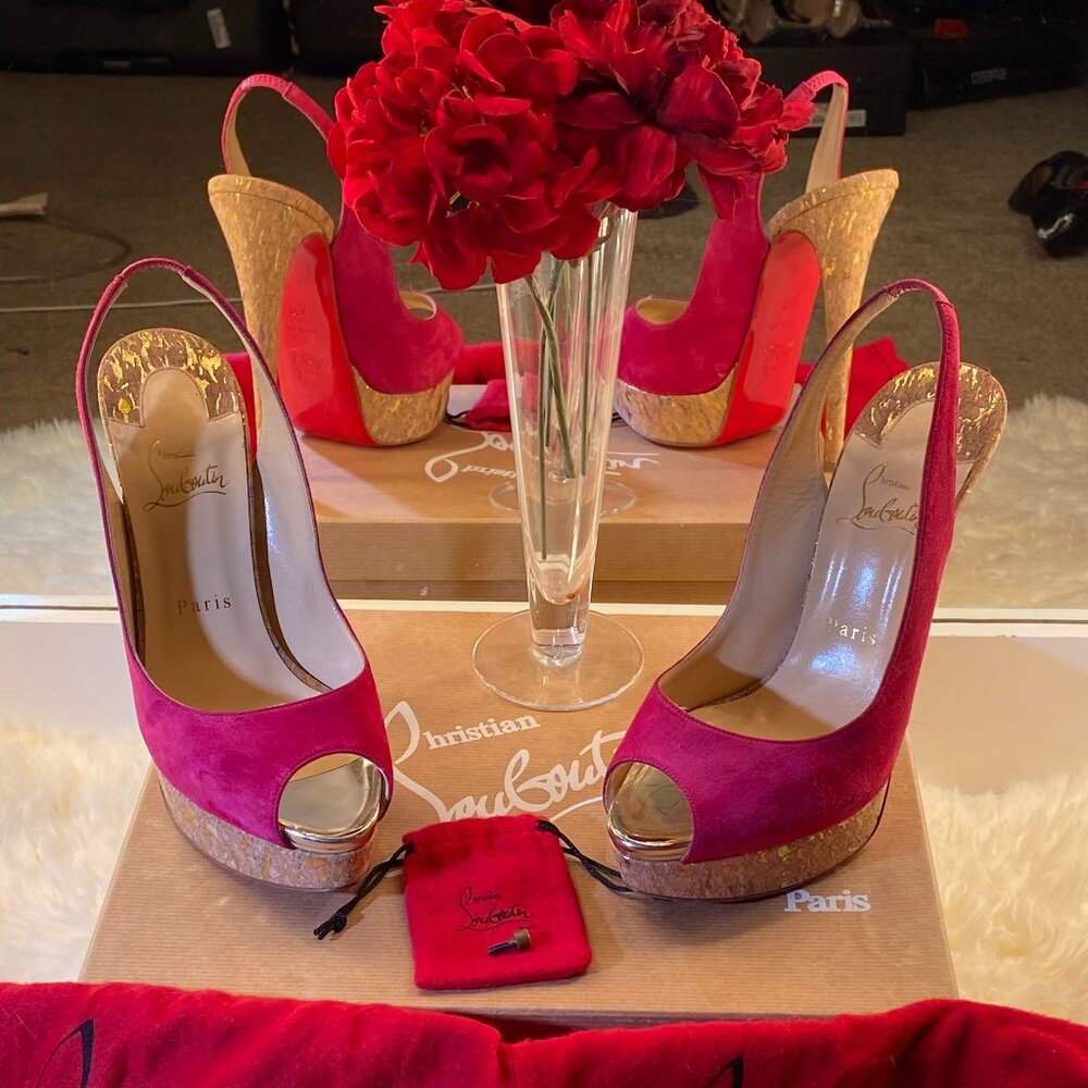Christian Louboutin Lady Peep 150 Patent Calf ENCRE E38 US7.5